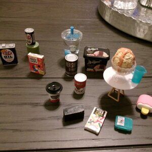 Our Generation 18” Doll Play Food ICE CREAM Canned Goods STP OIL SOUP CANDY